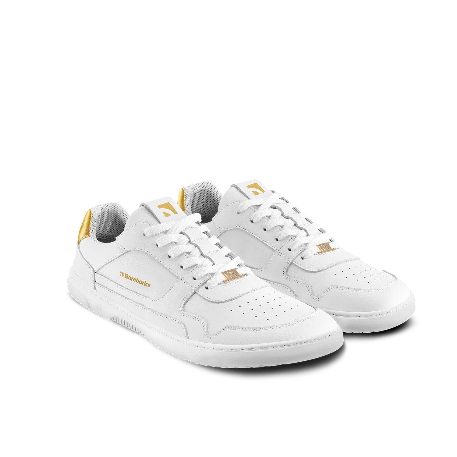 Barefoot Sneakers Barebarics Zing - Blanco y Dorado - Piel - Quokka Barefoot