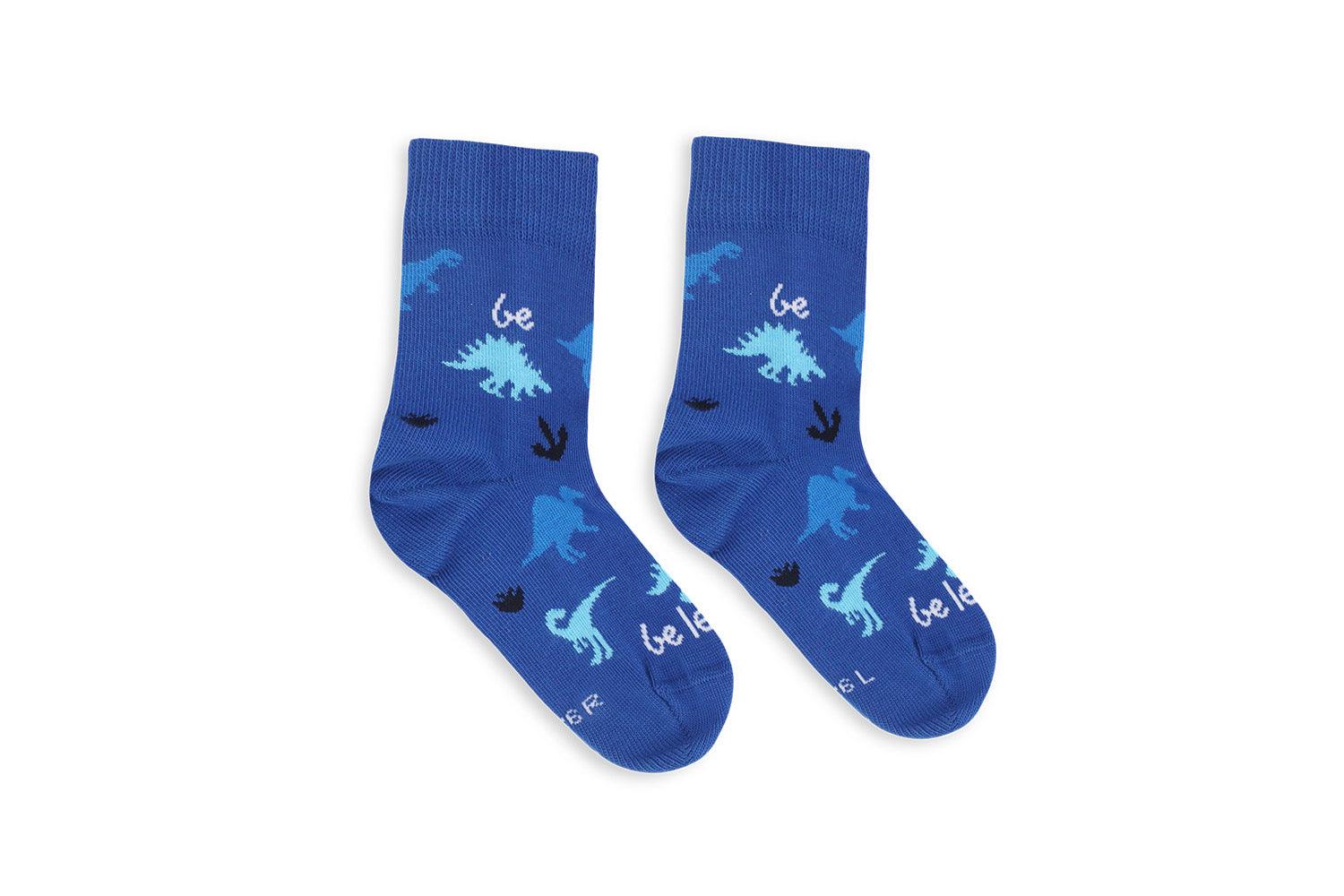 Calcetines Barefoot de niños Be Lenka Kids - Crew - Dino - Royal Blue - Quokka Barefoot